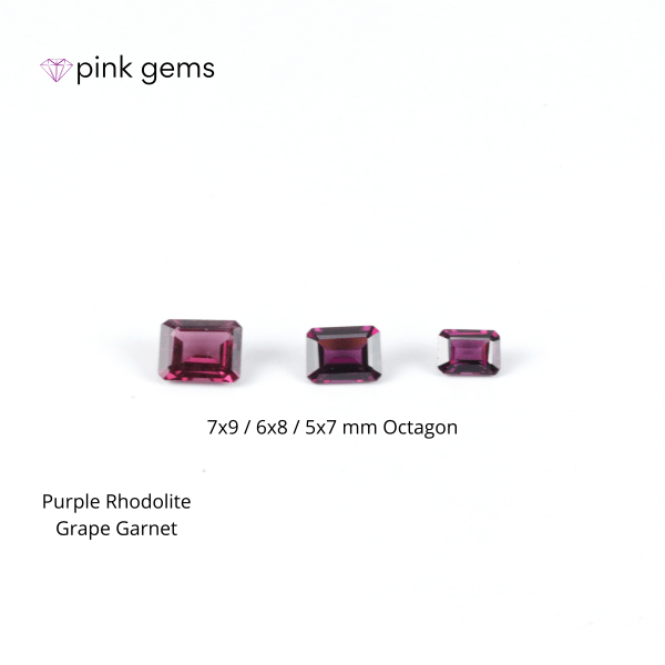Rhodolite - purple garnet (grape garnet) - [5x7/6x8/7x9 mm] octagon - bulk - pink gems