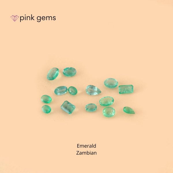 Emerald - zambia - sea green - pink gems