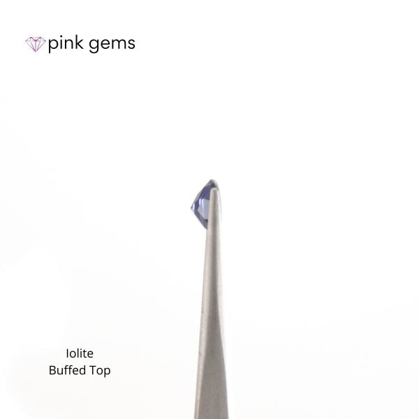 Iolite - cushion - buffed top - pink gems