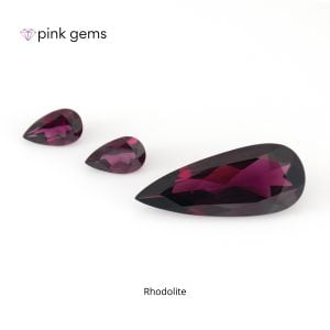 Rhodolite purple garnet, pear pendant earring set - luxury - pink gems