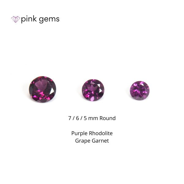 Rhodolite - purple garnet (grape garnet) - [5/6/7 mm] round- bulk - pink gems