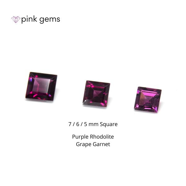 Rhodolite - purple garnet (grape garnet) - [5/6/7 mm] square- bulk - pink gems
