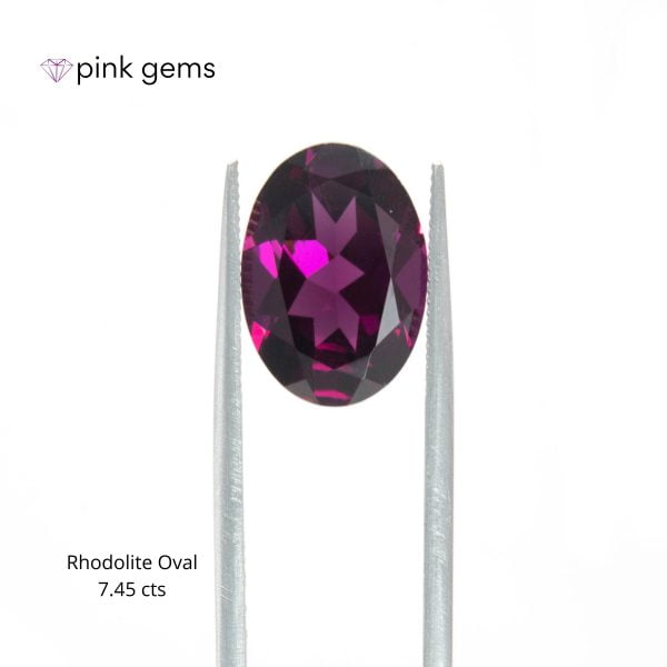 Rhodolite purple garnet, 7. 45cts, oval, luxury - pink gems